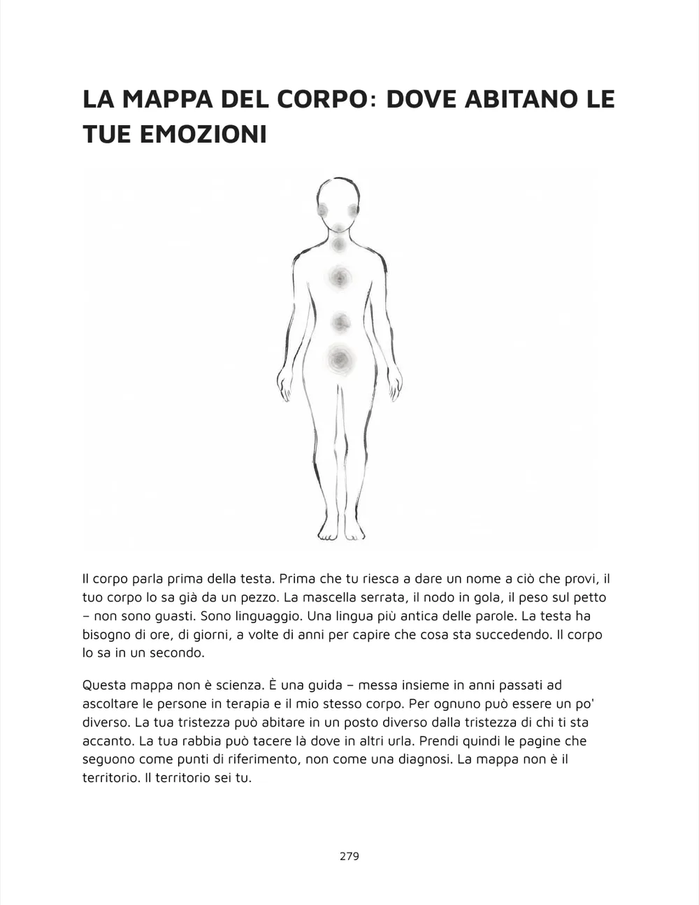 Lascia andare ciò che ti distrugge, «La mappa del corpo: dove abitano le tue emozioni», pagina 279